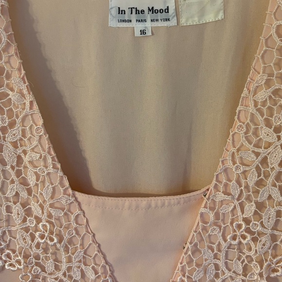 Vintage 80’s Dress Peach Accordion Pleated Pussybow Lace Collar Padded Shoulders - Picture 10 of 16